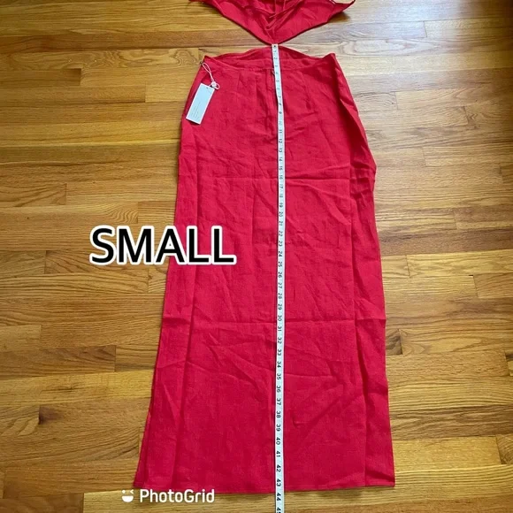 Ronny Kobo Red Marietta Cutout Linen Halterneck Maxi Dress - Picture 5 of 13